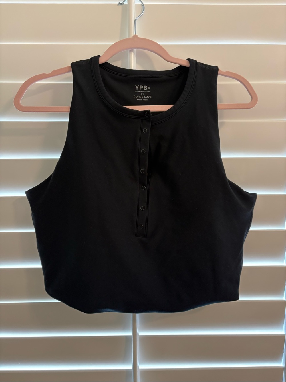 Abercrombie YPB Curve Love Black Snap-Front Cropped Tank
